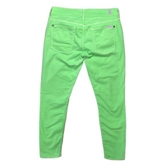 7 For All Mankind Jeans Womens Size 30 Spring Green Skinny Cropped Stretchy - Picture 4 of 13